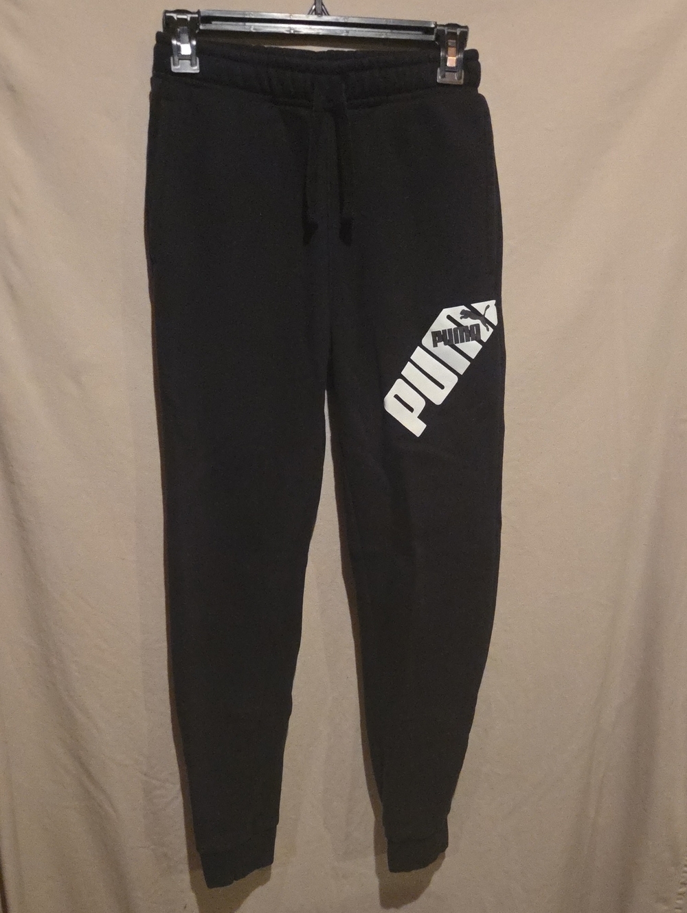 Puma Black Logo Sweatpants with White Graphic